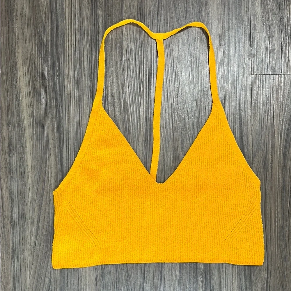 rag & bone Soleil‎ Rib Bra Top Orange Knit Ribbed V-Neck Racerback size large - Picture 5 of 13